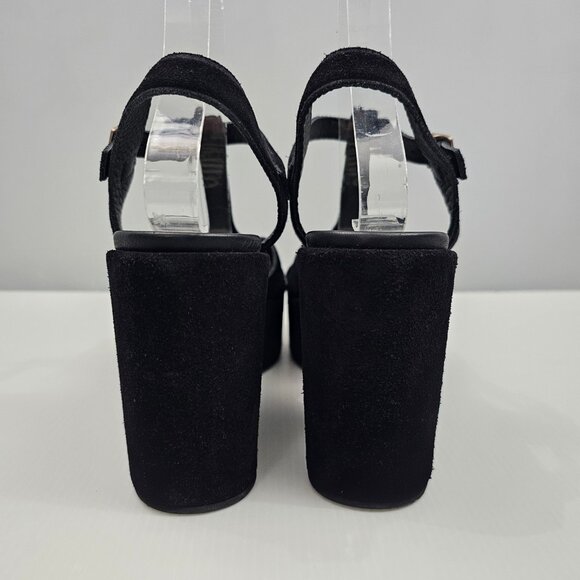 Pedro Garcia Domiel Platform Wedge Sandal Womens EU 40 Black Suede Chunky NEW - Picture 9 of 13